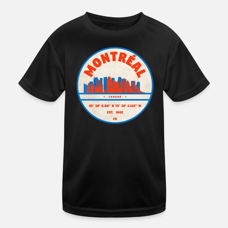 Montréal Canada Skyline Emblem Design Kids Functional T-Shirt