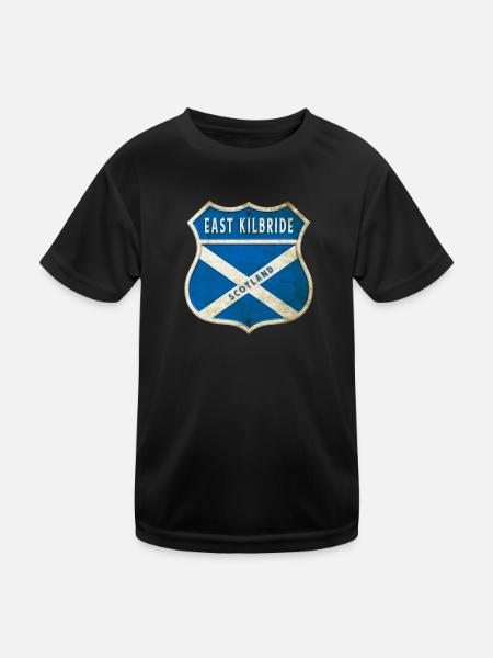 East Kilbride Schottland Wappen Flaggen Design - Kinder Funktions-T-Shirt - Schwarz