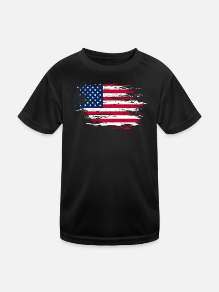 USA Flagge used - Kinder Funktions-T-Shirt - Schwarz - Vorne