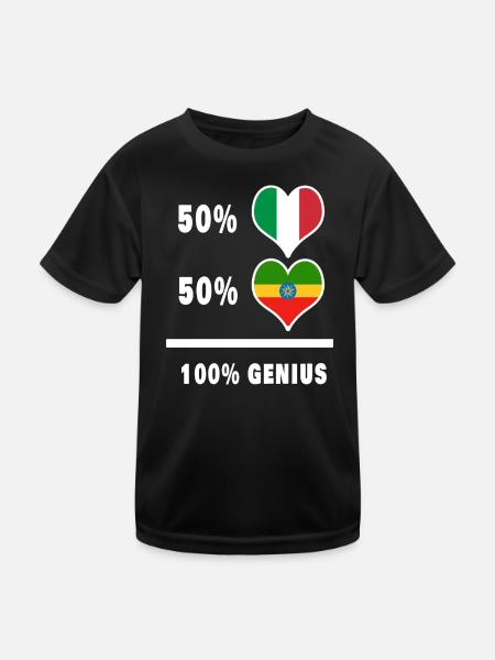 Äthiopien und Italien flaggen 100% genial - Kinder Funktions-T-Shirt - Schwarz