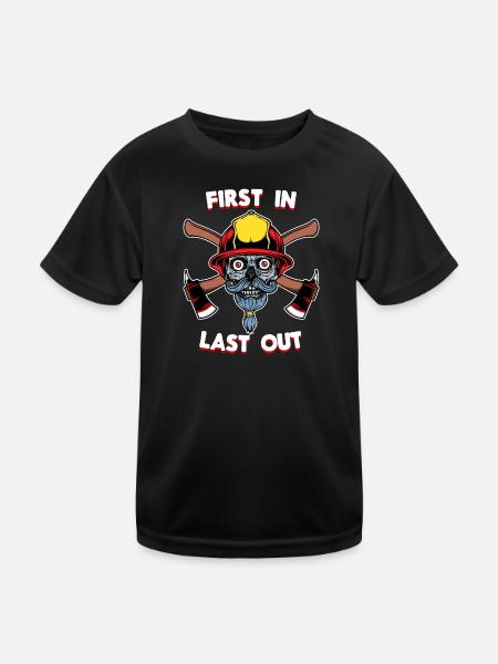 Feuerwehr Statement Feuerwehrhelm Lebensretter - Kinder Funktions-T-Shirt - Schwarz - Vorne
