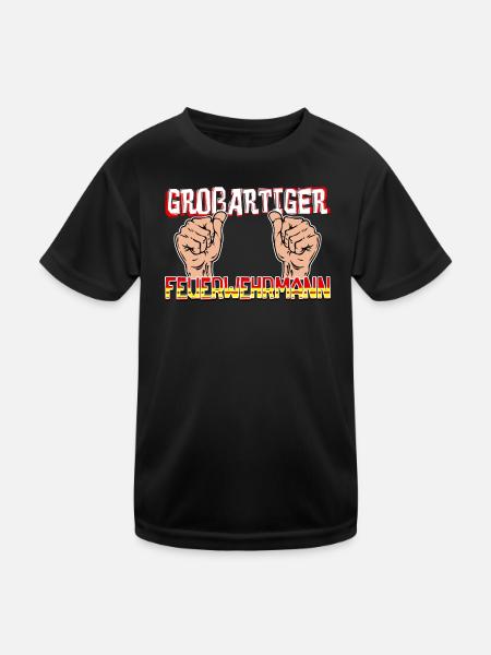 Feuerwehrmann Lebensretter Feuerwehr Statement - Kinder Funktions-T-Shirt - Schwarz - Vorne