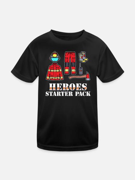 Feuerwehrhelm Lebensretter Feuerwehr Statement - Kinder Funktions-T-Shirt - Schwarz - Vorne