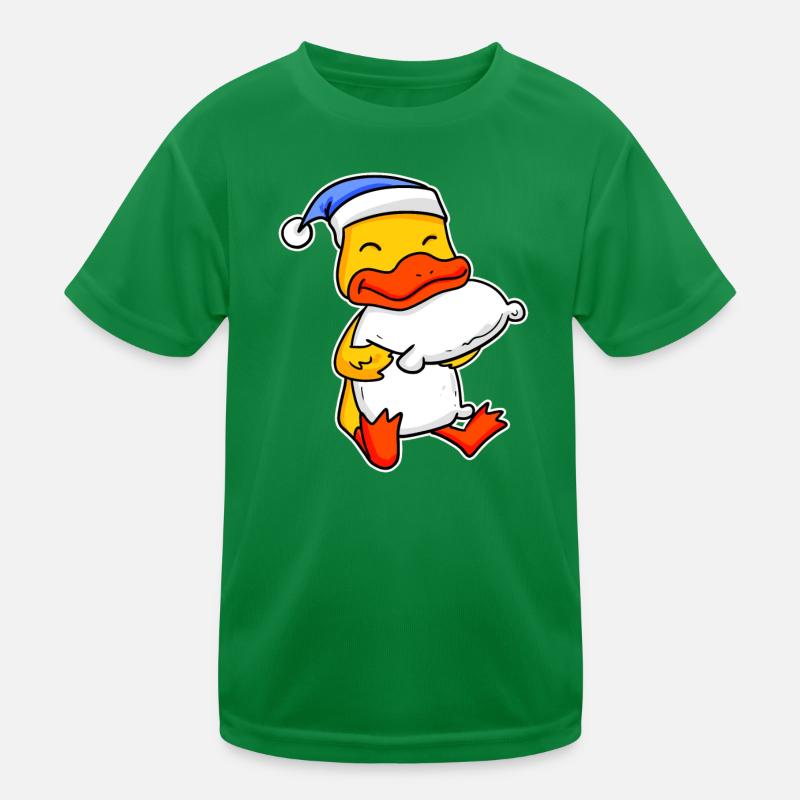 Duck with pillow and sleeping cap Kids Functional T-Shirt