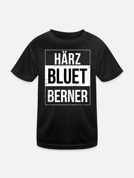 Bern Härzbluetberner Berner - Kinder Funktions-T-Shirt - Schwarz - Vorne