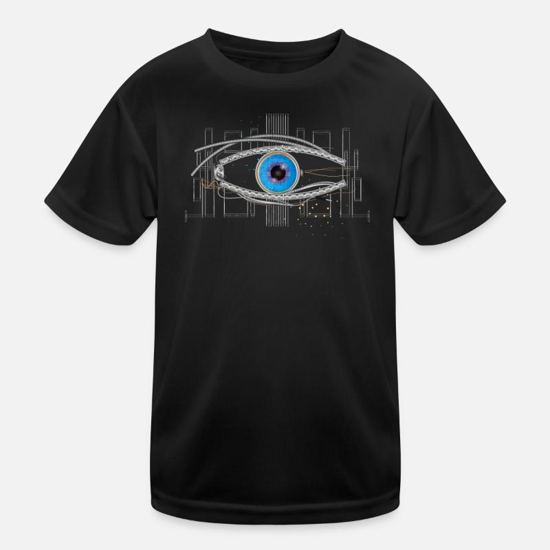 cooles blaues Cyborg oder Roboter Auge Kinder Funktions-T-Shirt