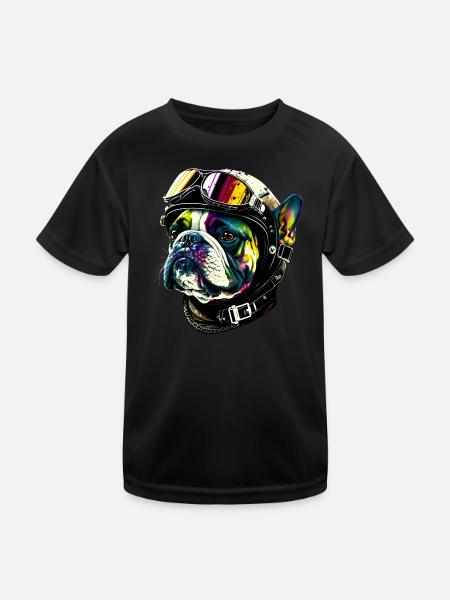 Bulldog Pilot - Kids Functional T-Shirt - black - Front