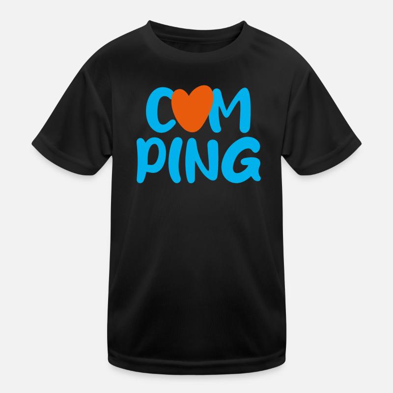 Camping Herz Fan Camper Handschrift Urlaub Hobby Kinder Funktions-T-Shirt