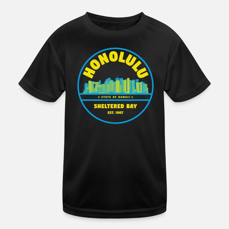 Honolulu Skyline Retro Abzeichen Kinder Funktions-T-Shirt
