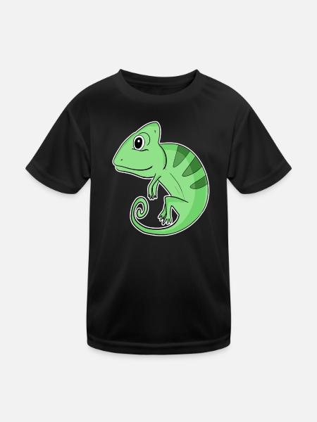 Chamäleons Chamäleon - Kinder Funktions-T-Shirt - Schwarz - Vorne