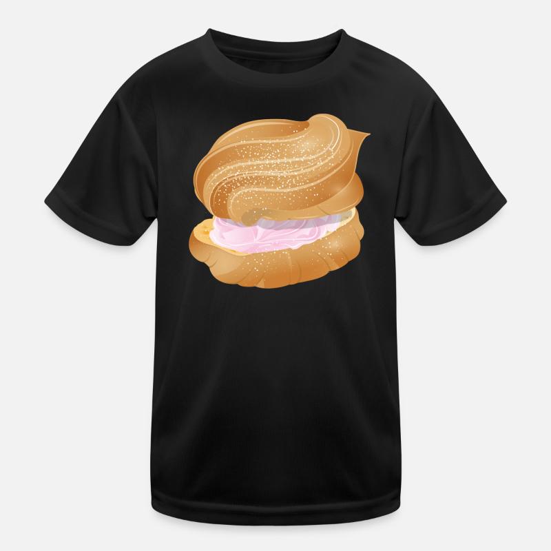 mit rosa Sahne gefüllter Windbeutel Illustration Kinder Funktions-T-Shirt