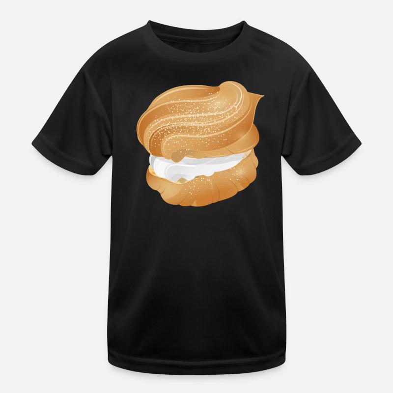 Illustration eines mit Sahne gefüllten Windbeutel Kinder Funktions-T-Shirt