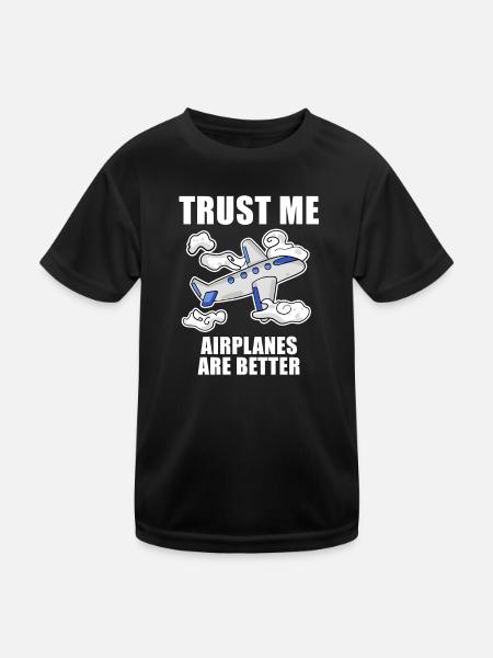 Flugzeuge Flugzeug Pilot Geschenk - Kinder Funktions-T-Shirt - Schwarz