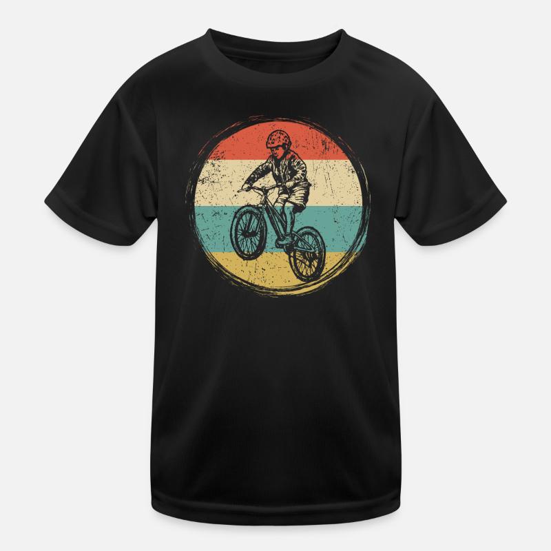 Retro BMX Rider Circle Kids Functional T-Shirt