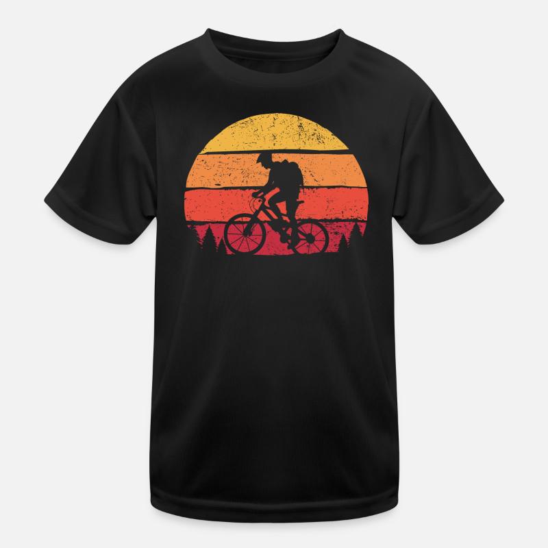 Zwillingsradfahrer Sonnenuntergangs-Silhouette Kinder Funktions-T-Shirt