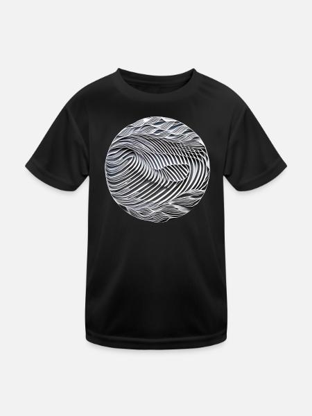 Abstrakte Schwarzweißwellen - Kinder Funktions-T-Shirt - Schwarz