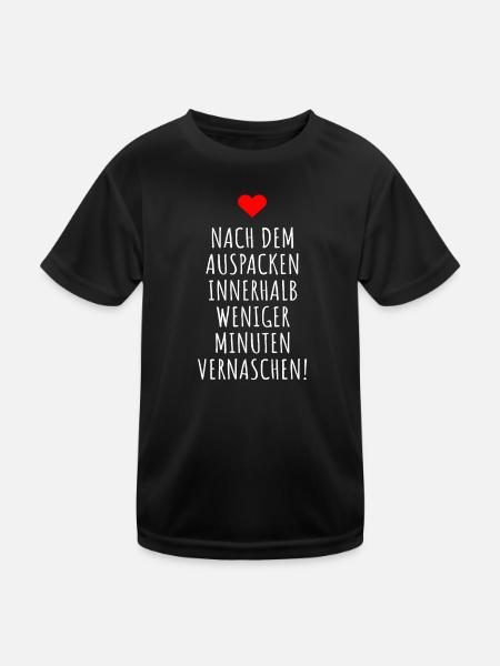 Nach Dem Auspacken Innerhalb Minuten Vernaschen - Kinder Funktions-T-Shirt - Schwarz - Vorne