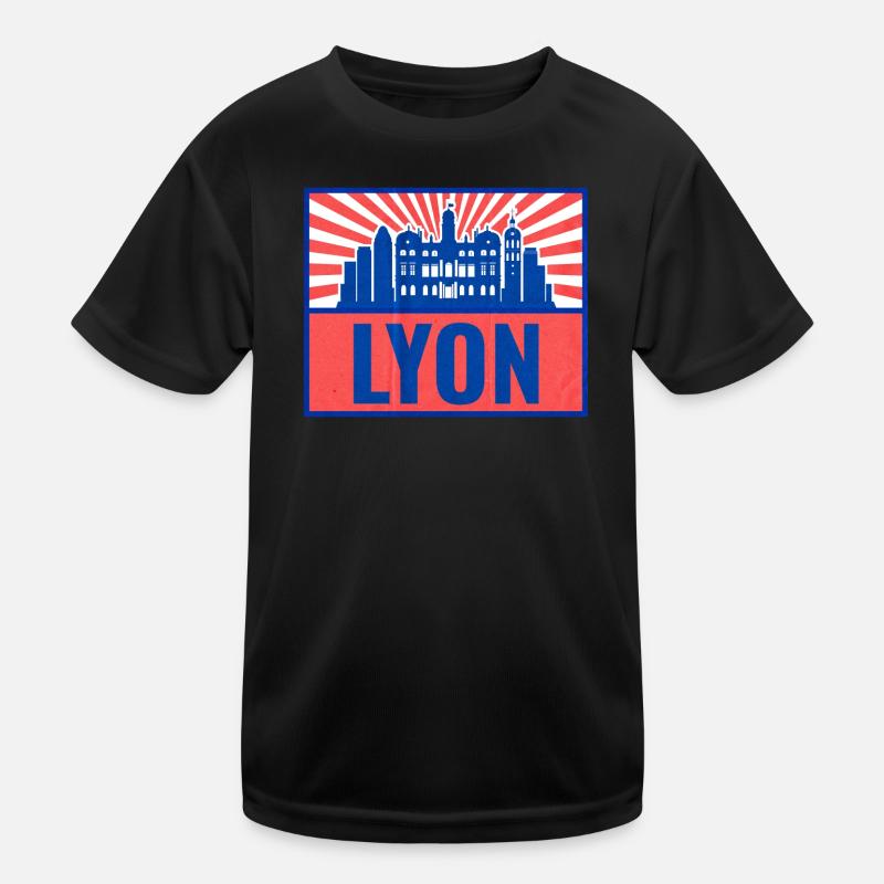 Lyon Skyline BlueRed Rétro T-shirt sport Enfant