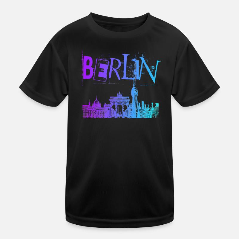 Berlin Skyline Panorama Kinder Funktions-T-Shirt