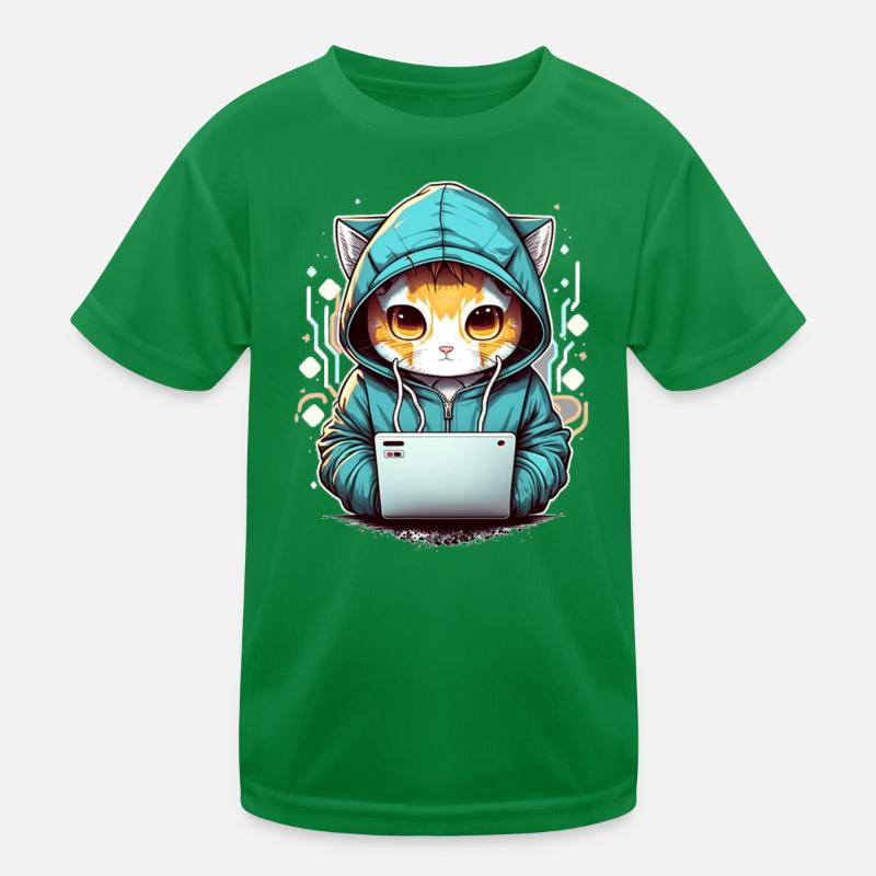 Coding cat Kinder Funktions-T-Shirt