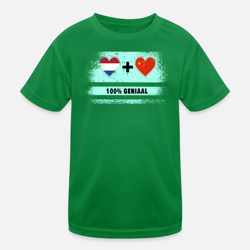 Drapeau 100% Genius de la Chine et des Pays-Bas T-shirt sport Enfant