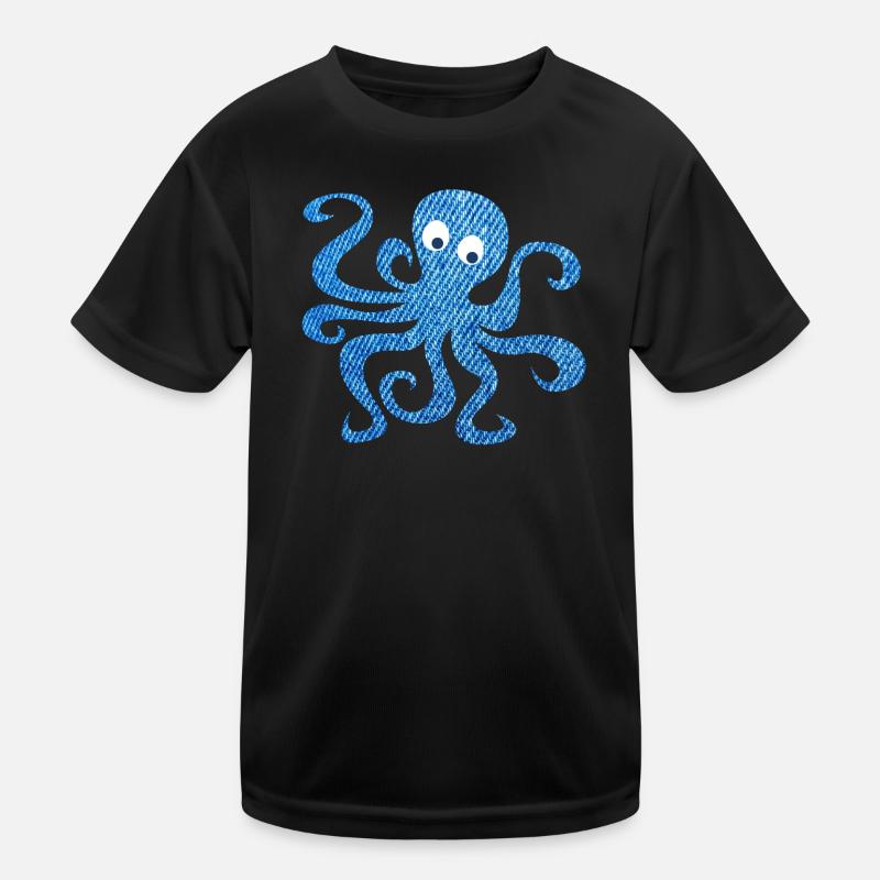 Octopus Octopus Jeans Pattern Children Sea Ocean Kids Functional T-Shirt