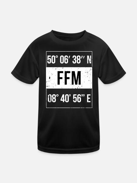 FFM Koordinaten Frankfurt am Main - Kinder Funktions-T-Shirt - Schwarz - Vorne