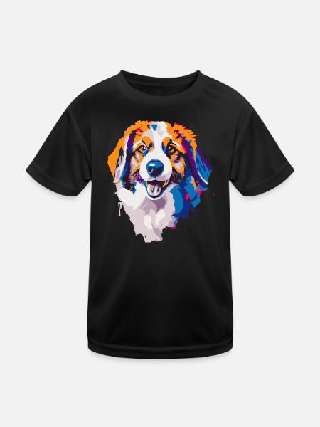 Bunter Hund Portrait Pop Art - Kinder Funktions-T-Shirt - Schwarz