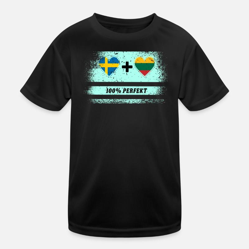 Litauen und Schweden 100% perfekt / Geschenk - Kinder Funktions-T-Shirt - Schwarz