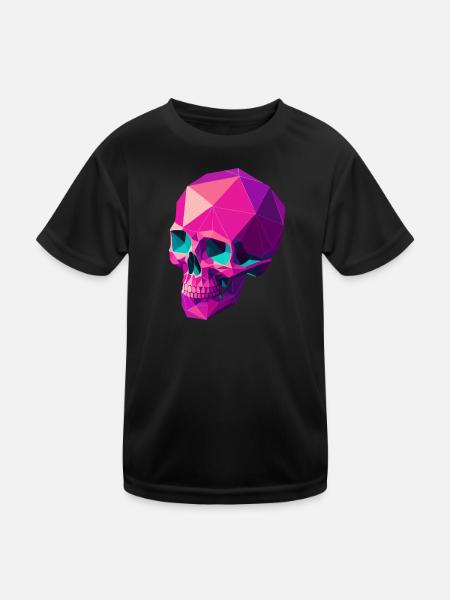 Geometrischer Schädel - Kinder Funktions-T-Shirt - Schwarz - Vorne
