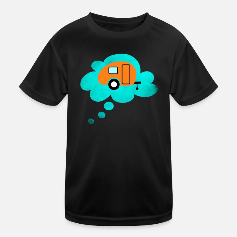 Caravan Cloud Thought Bubble Camping Retro Caravan Kids Functional T-Shirt
