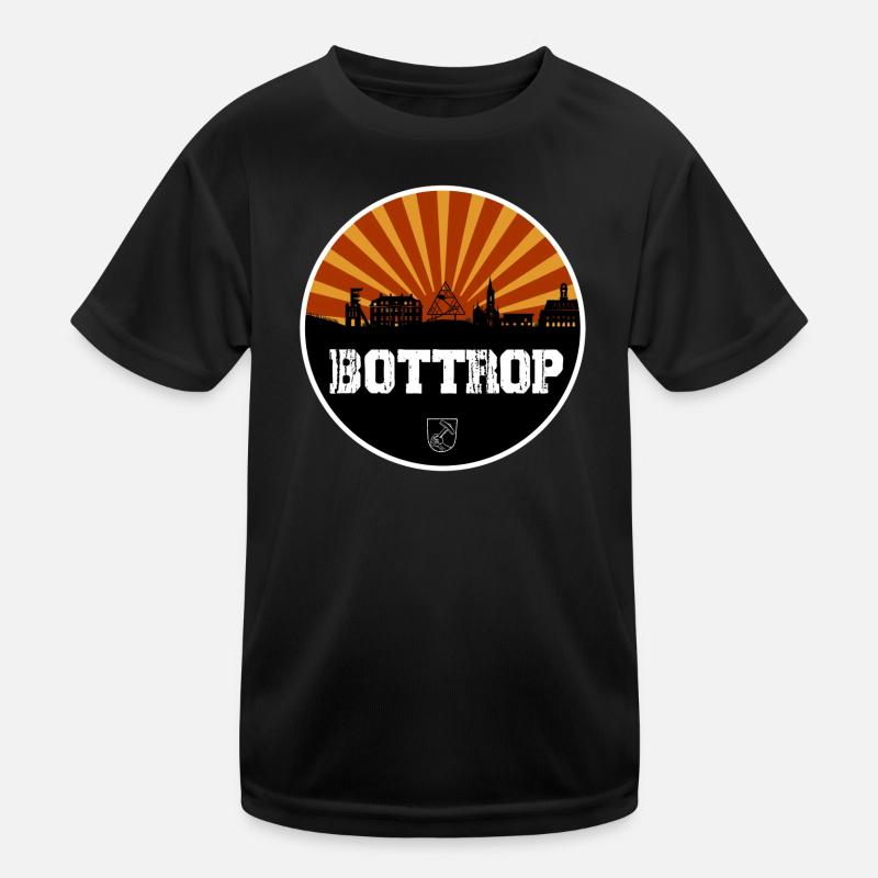 Bottrop Retro Skyline - Kinder Funktions-T-Shirt - Schwarz