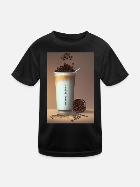 Coffee, coffee beans - Kids Functional T-Shirt - black - Front