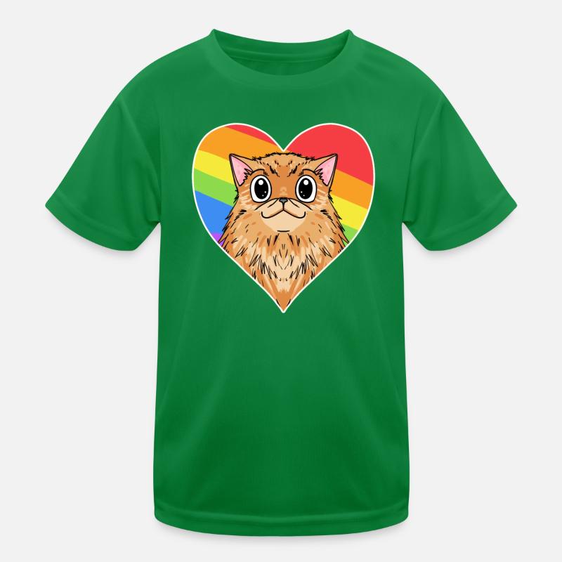 Rainbow - Cat with heart Kids Functional T-Shirt