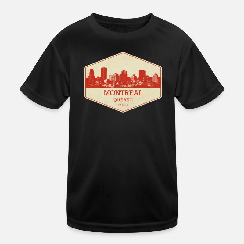 Montreal Skyline Retro Seal Kids Functional T-Shirt