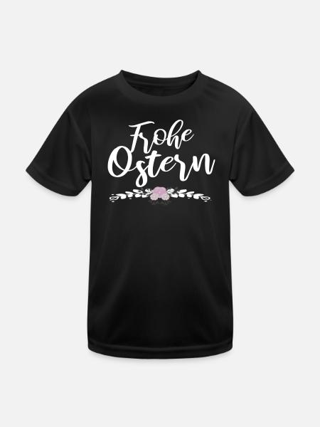 frohe Ostern - Kinder Funktions-T-Shirt - Schwarz - Vorne