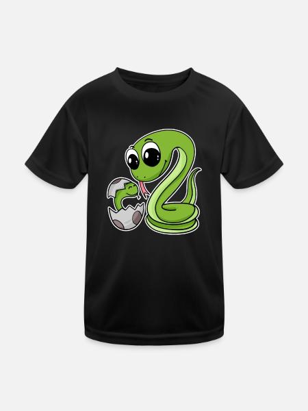 Schlange Familie - Schlange mit Baby - Schlangen - Kinder Funktions-T-Shirt - Schwarz - Vorne