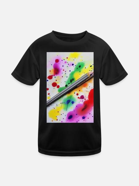 Farbspritzer - Kinder Funktions-T-Shirt - Schwarz - Vorne