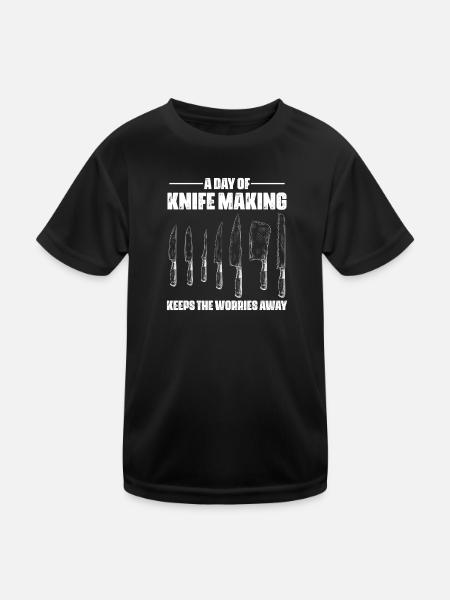 Knife Making Knife Maker Design - Kids Functional T-Shirt - black - Front