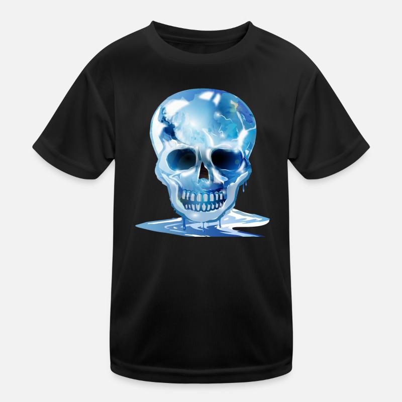 extravagant melting skull in ice colours Kids Functional T-Shirt