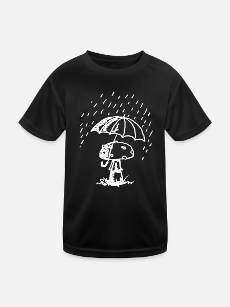 Mushroom in the rain - Kids Functional T-Shirt - black - Front