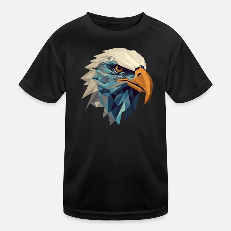 Stylized, geometric eagle - Kids Functional T-Shirt - black