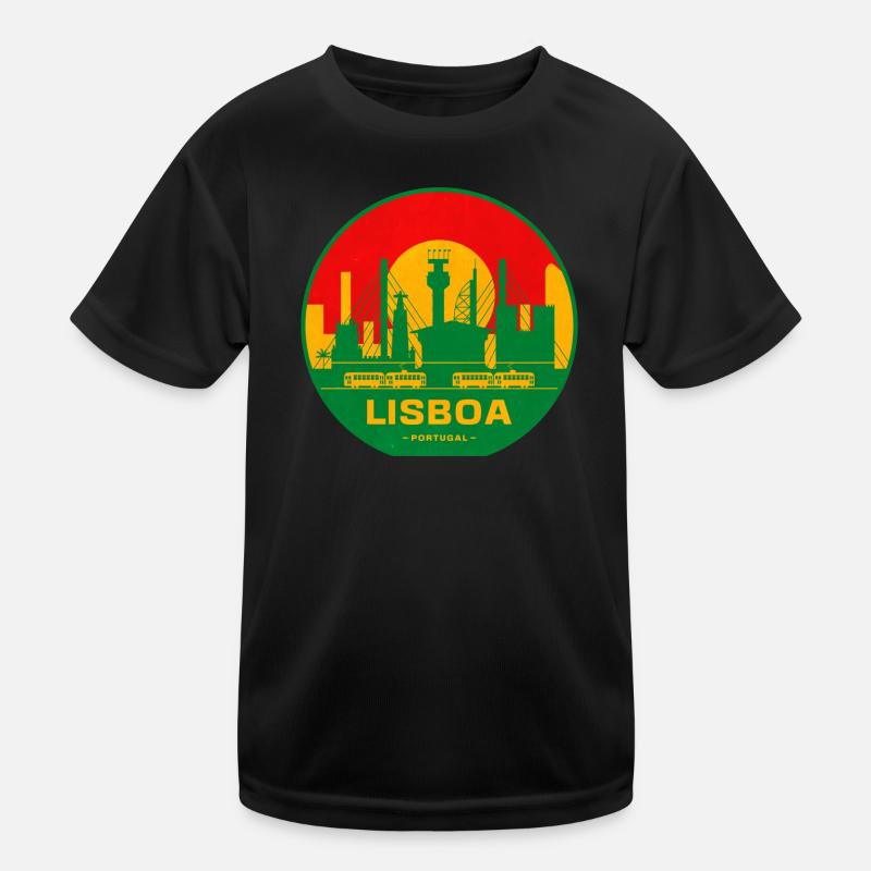 Lisboa Retro Skyline Silhouette Kinder Funktions-T-Shirt