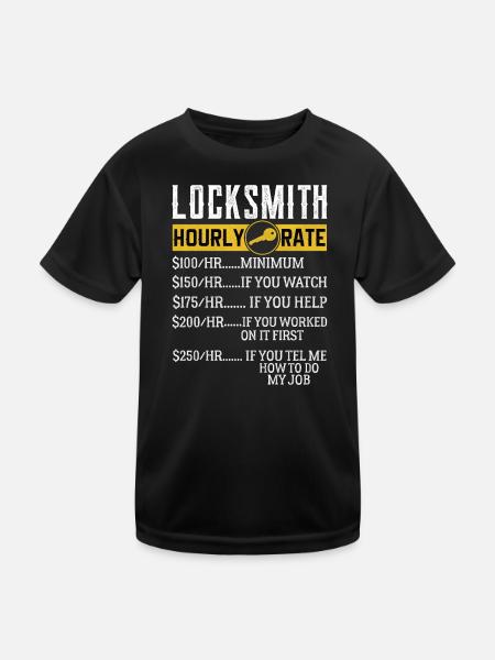 Locksmith Hourly rates Locksmith - Kids Functional T-Shirt - black - Front