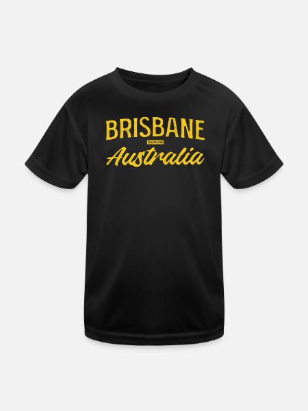 Brisbane Australia Yellow Typography - Kids Functional T-Shirt - black - Front