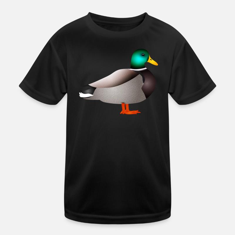 handgezeichnete männliche Ente Erpel oder Enterich Kinder Funktions-T-Shirt