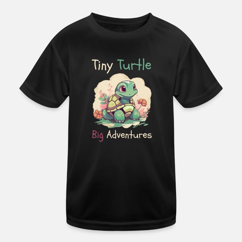 Tiny Turtle Adventure Design - Kids Functional T-Shirt - black