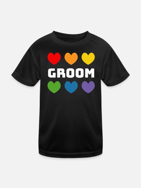 Regenbogenherzchen Groom weiss - Kinder Funktions-T-Shirt - Schwarz - Vorne