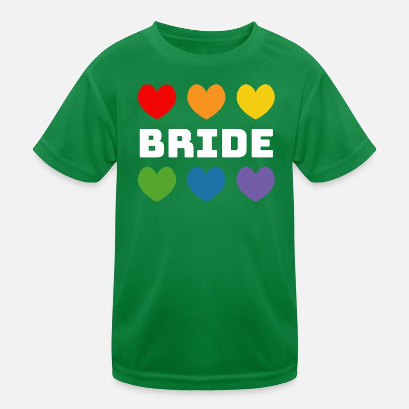Regenbogenherzchen Bride weiss Kinder Funktions-T-Shirt