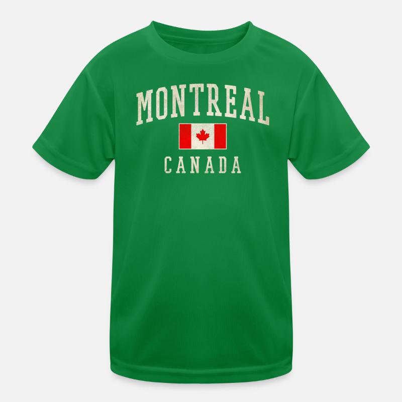 Montreal Canada Distressed Flag Kids Functional T-Shirt